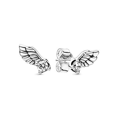 925 Sterling Silver Oxidised Double Angel Wings Wing Beautiful Stud Earrings Box